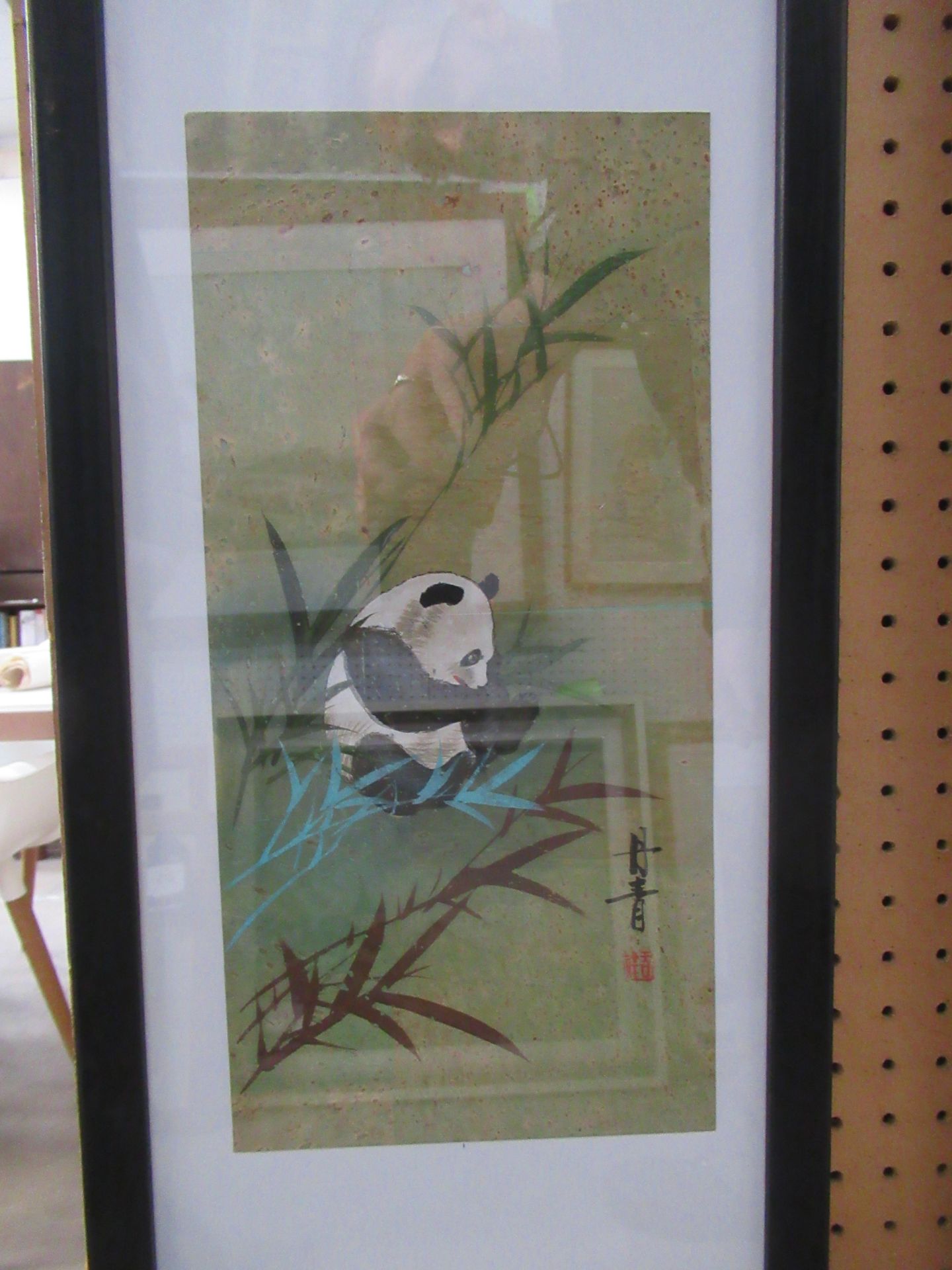 Four Chinese Water Colours signed 'Dan Quin' of Cranes and Pandas Circa 20th Century (29cm x 14cm) - Image 6 of 13