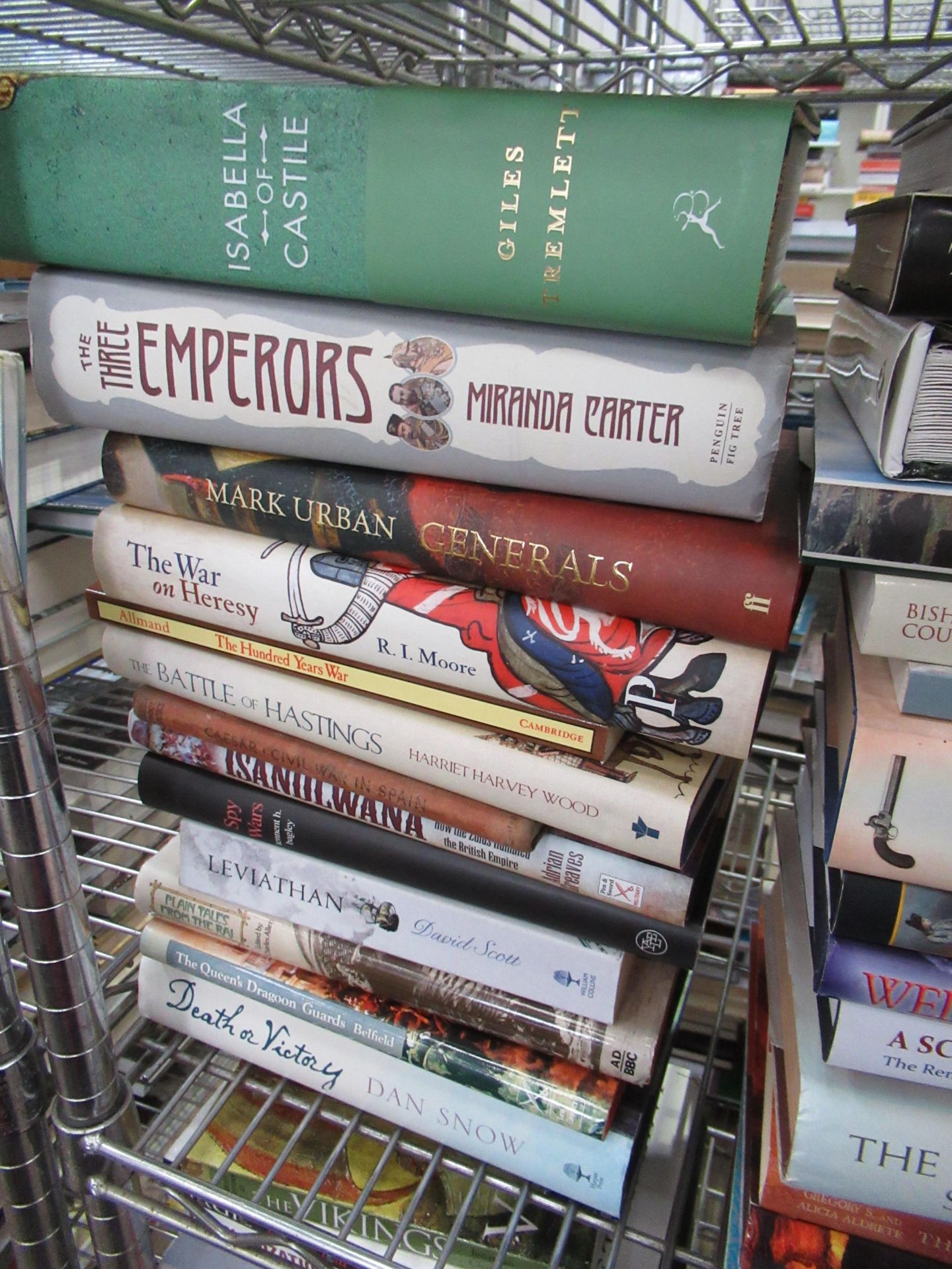 Two shelves containing an assortment of British and Global history themed books, to include 'Blood S - Image 9 of 9