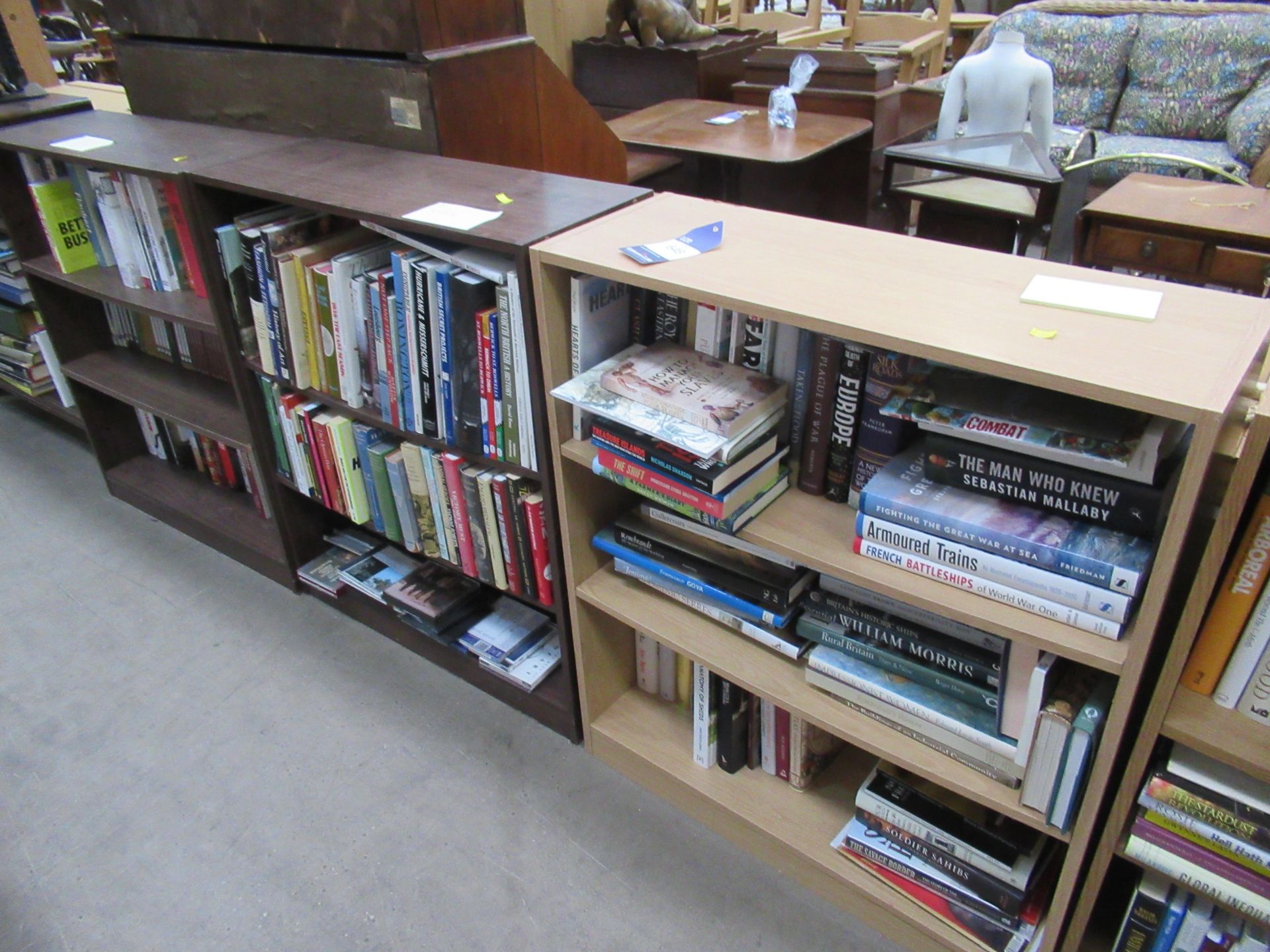 3x Bookcases and contents of various themes and subjects including religion, finance, politics and t