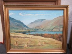 Oil on Board of Woodland Scene and Oil Canvas of Highland Scene signed Lawrence 72 (largest 30cm x 3