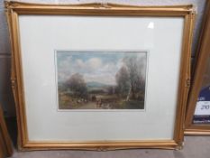 A Water Colour of Farm/ Field Scene Signed W. Manners (16cm x 24cm)