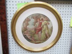 Decorative Oil of a 'Classical Scene' unsigned, 18th or 19th Century Continental School (21cm dia)