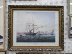 Print of CSS Alabama Leaving the Mersey 1862 signed by E.D Walker (45cm x 57cm)