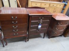 Two Four Drawer Sheet Music Cabinets and Three Drawer Bedside Cabinet