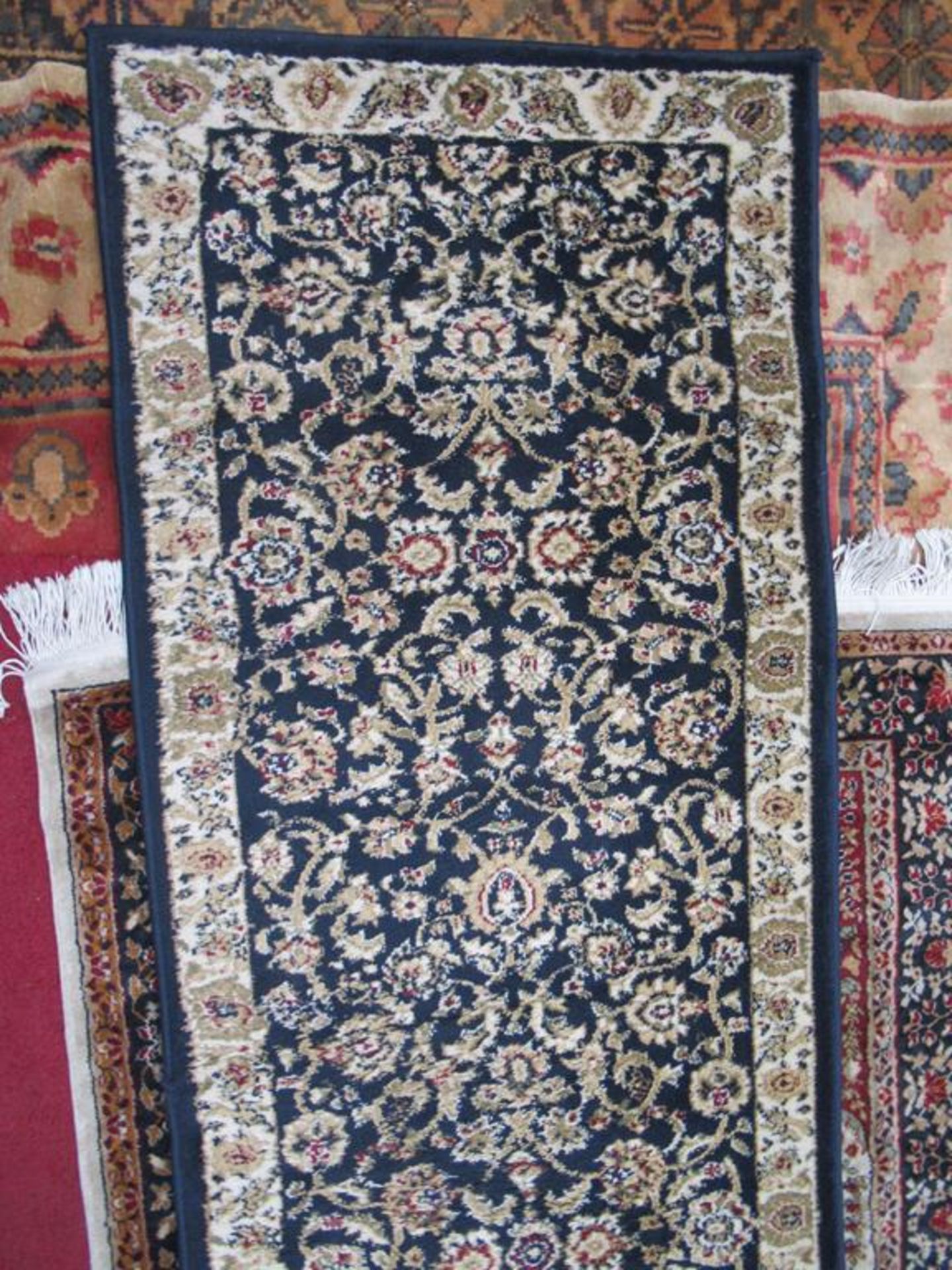 Reproduction Bokhara Rug (size 135cm x 97cm) and Tabriz Navy Rug (size 67cm x 230cm) - Image 4 of 4