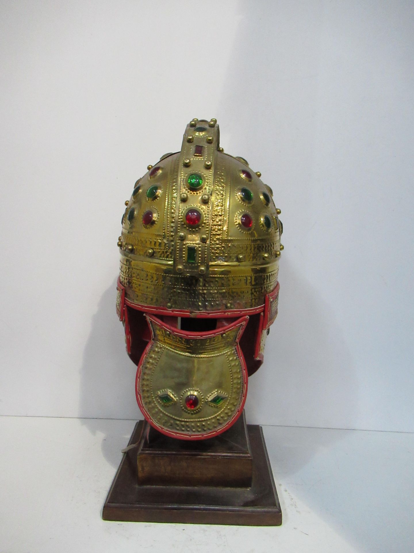 Roman 'Jewelled' Crested Reproduction Helmet with Stand - Image 3 of 4