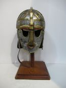 Anglo- Saxon Sutton Hoo Reproduction Helmet with Stand