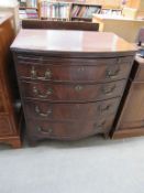 Mahogany Bowed Front Chest of Four Drawers