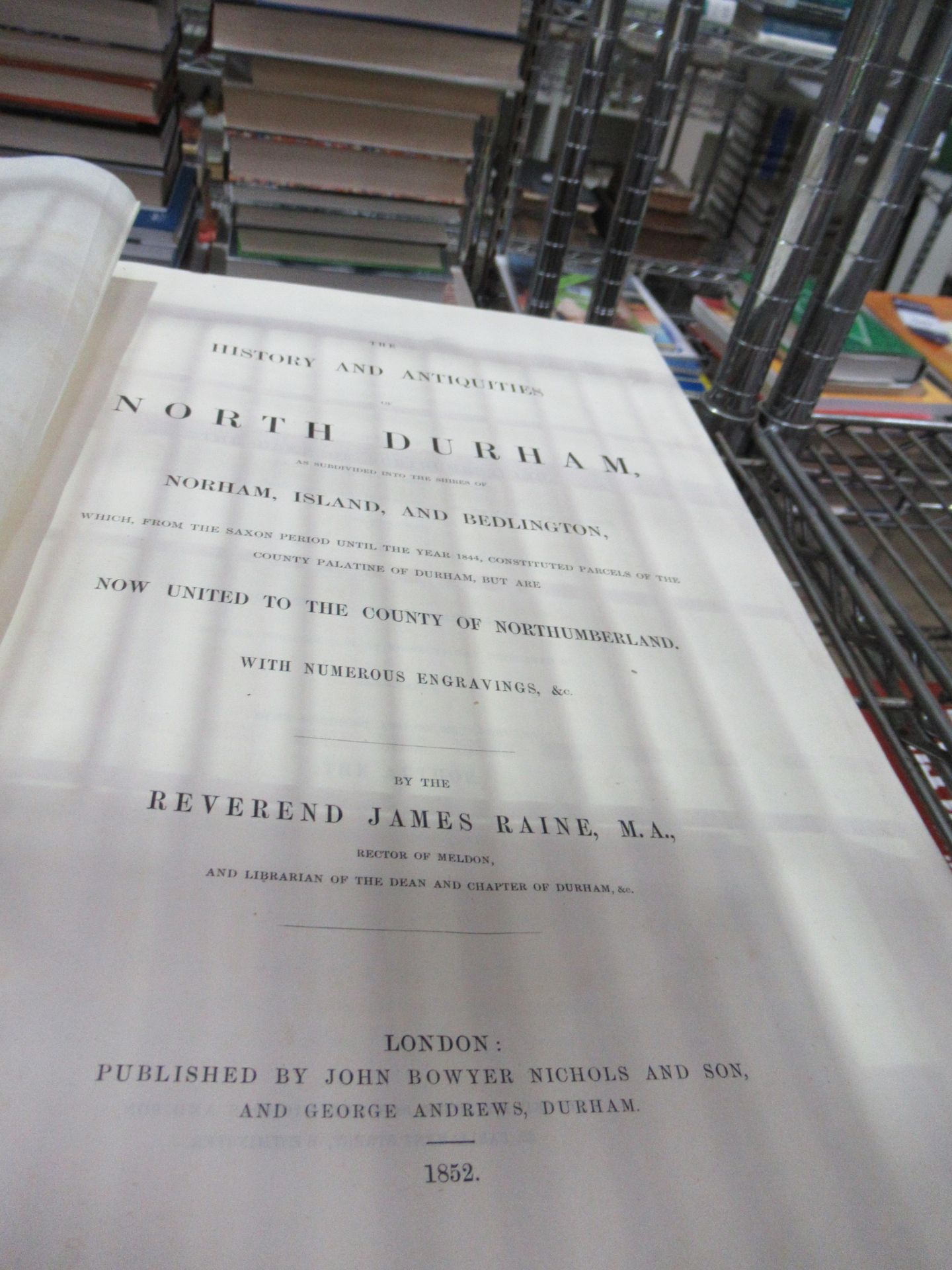 A leatherbound Raines History of North Durham, John Bowyer Nichols and Son - Publisher, Year 1852, S - Image 3 of 3