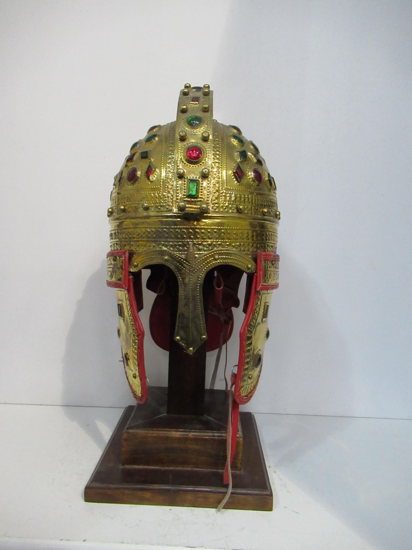 Roman 'Jewelled' Crested Reproduction Helmet with Stand