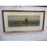 Water Colour (?) of 'Tyne Twilight' signed William.T.N Boyce in Frame (51cm x 18cm)