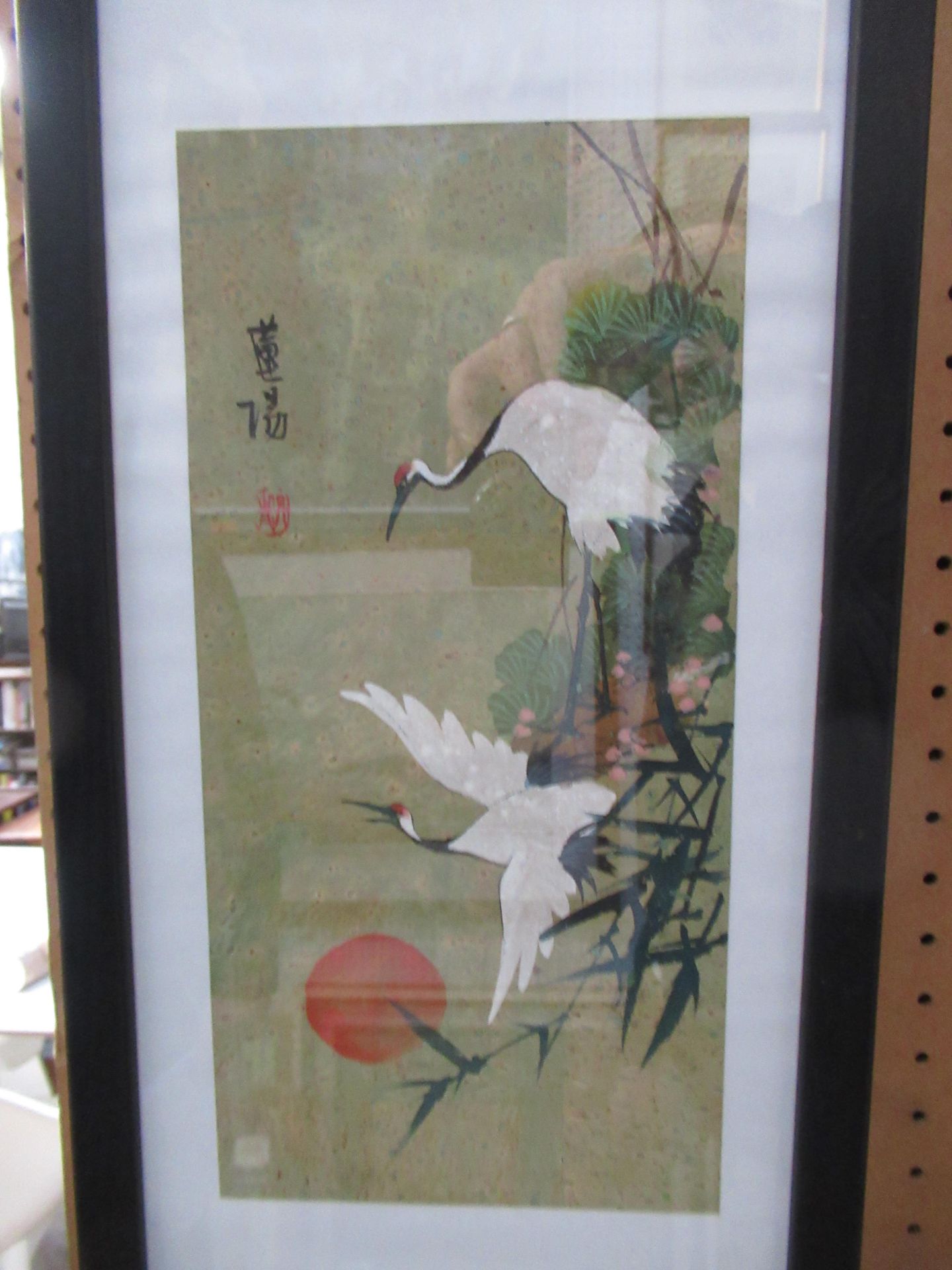 Four Chinese Water Colours signed 'Dan Quin' of Cranes and Pandas Circa 20th Century (29cm x 14cm) - Image 3 of 13