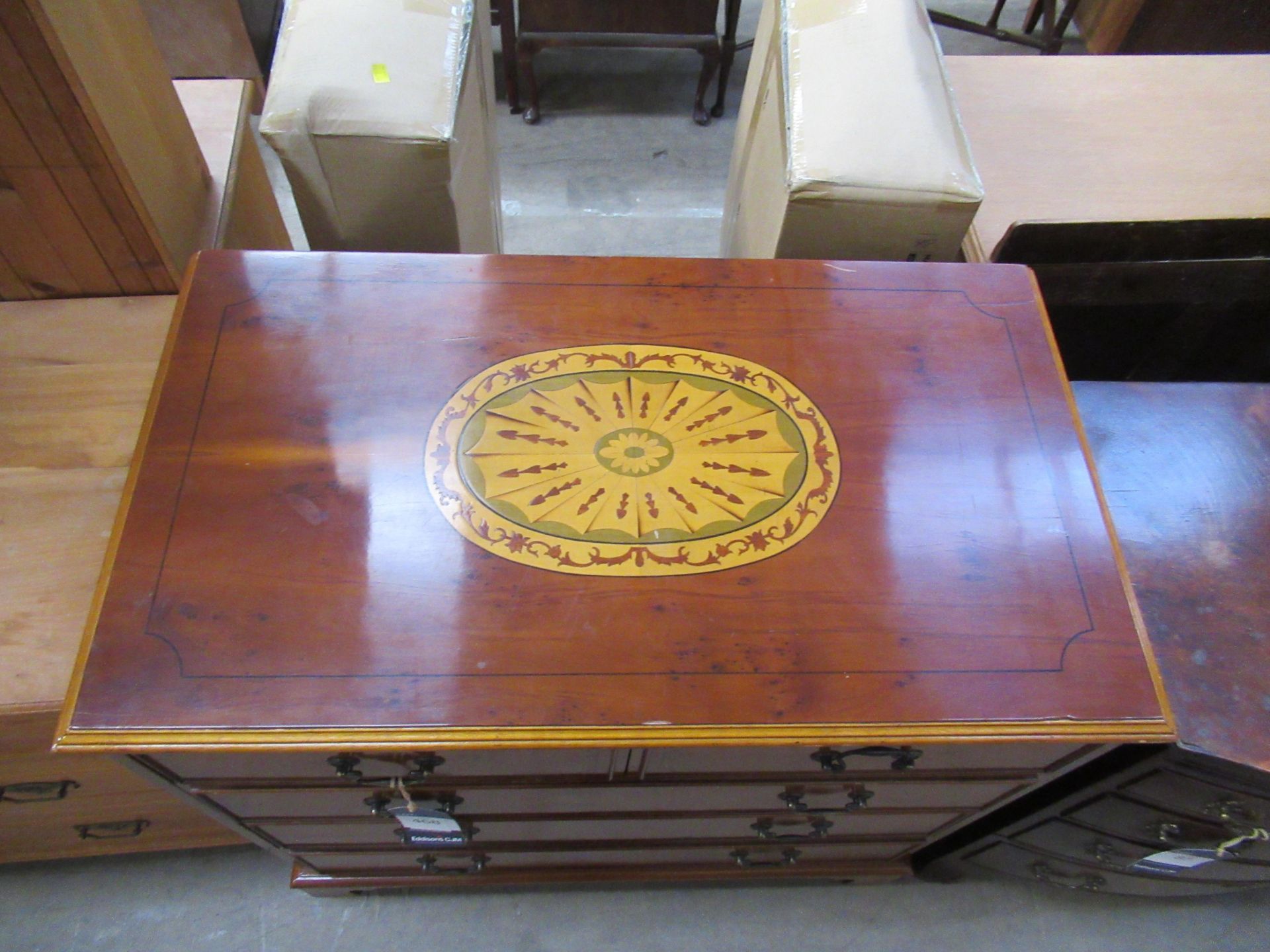 Marquetry Inlaid Chest of Five Drawers (92cm x 95cm x 53cm) - Image 2 of 3