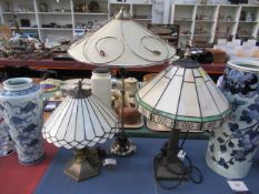 2 x Art Deco Lamps with Tiffany Style Shades and another Lamp