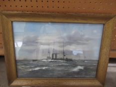 Water Colour of HMS Dominion by Frank Wood (25cm x 36cm)