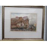 Water Colour of Gardening by Sir John Terris in Frame (42cm x 29cm)