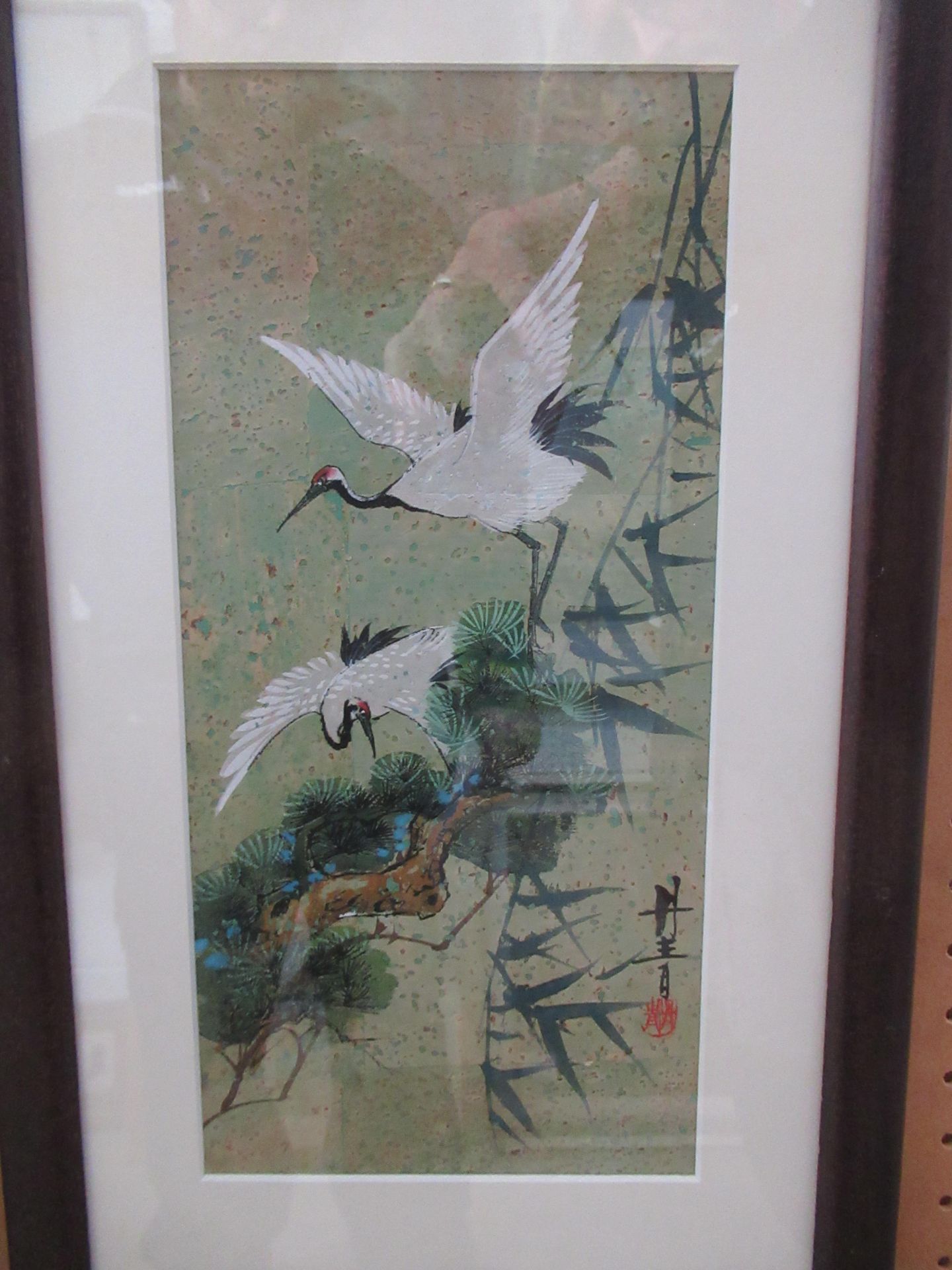 Four Chinese Water Colours signed 'Dan Quin' of Cranes and Pandas Circa 20th Century (29cm x 14cm) - Image 12 of 13