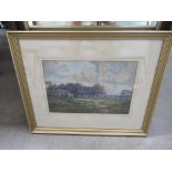 Water Colour of Farmhouse and Field/Tree Background Signed W. Milne in Frame (35cm x 24cm)