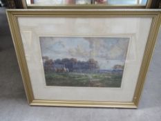 Water Colour of Farmhouse and Field/Tree Background Signed W. Milne in Frame (35cm x 24cm)