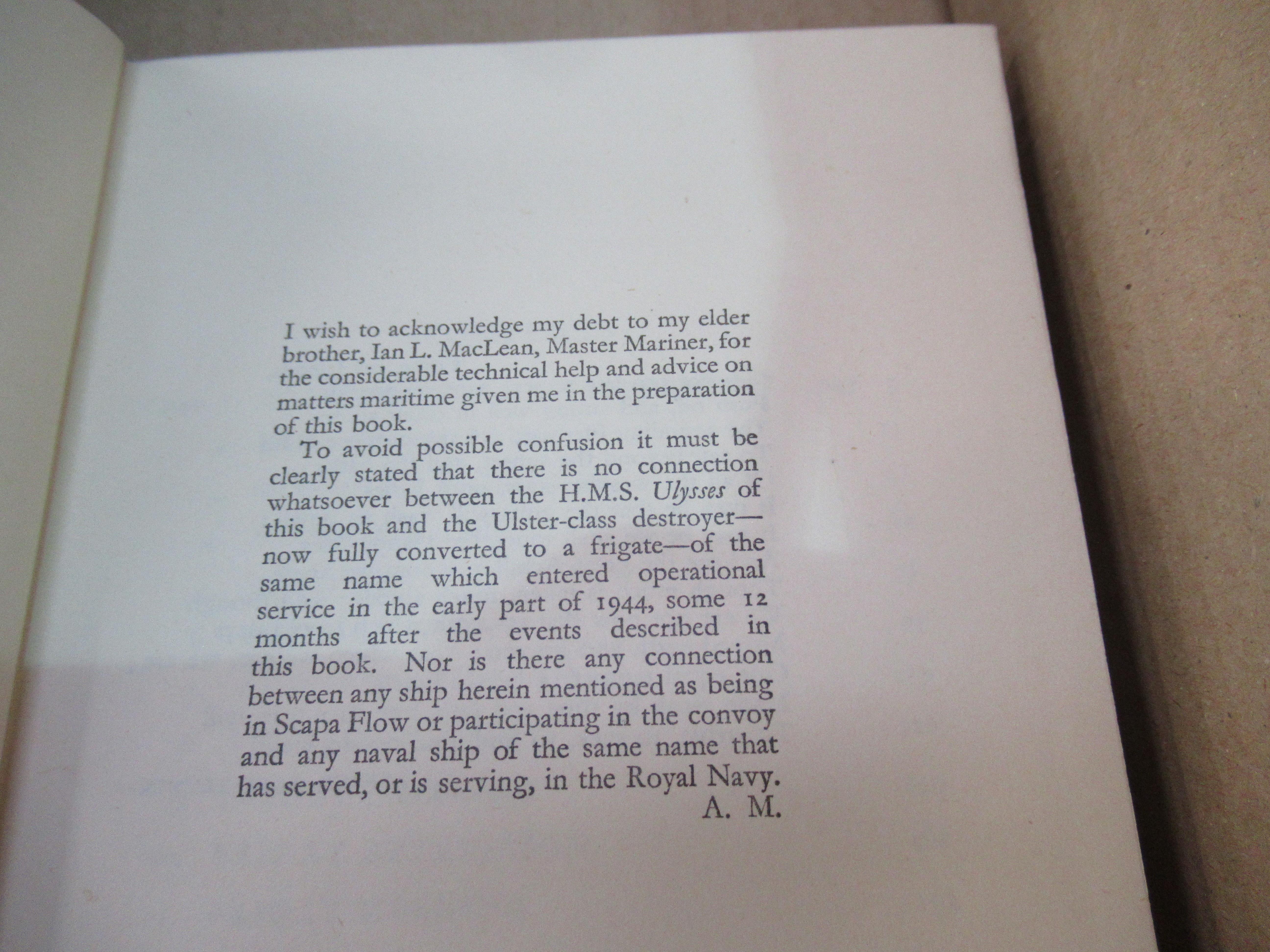 'HMS Ulysses' by Alistair Maclean. Year: 1955, Publisher Collins, London, Size:21cm x 15cm in dust j - Image 3 of 5