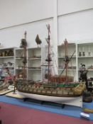 Model Ship of Norske Love, Danish Warship of 1765, built by Richard Vivian (90cm x 100cm)