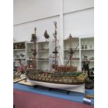 Model Ship of Norske Love, Danish Warship of 1765, built by Richard Vivian (90cm x 100cm)