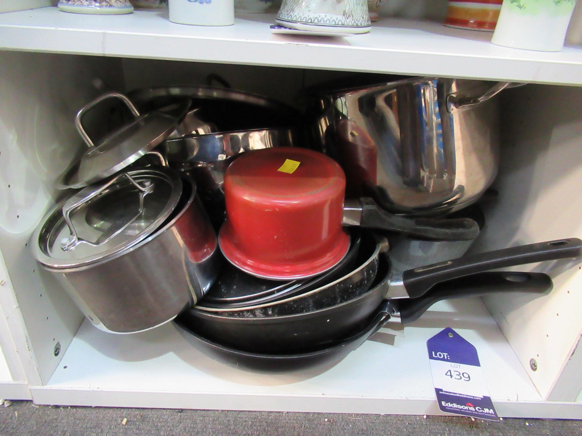 Shelf of Cooking Utensils & Steak Cutlery sets, Chicken egg Holder etc