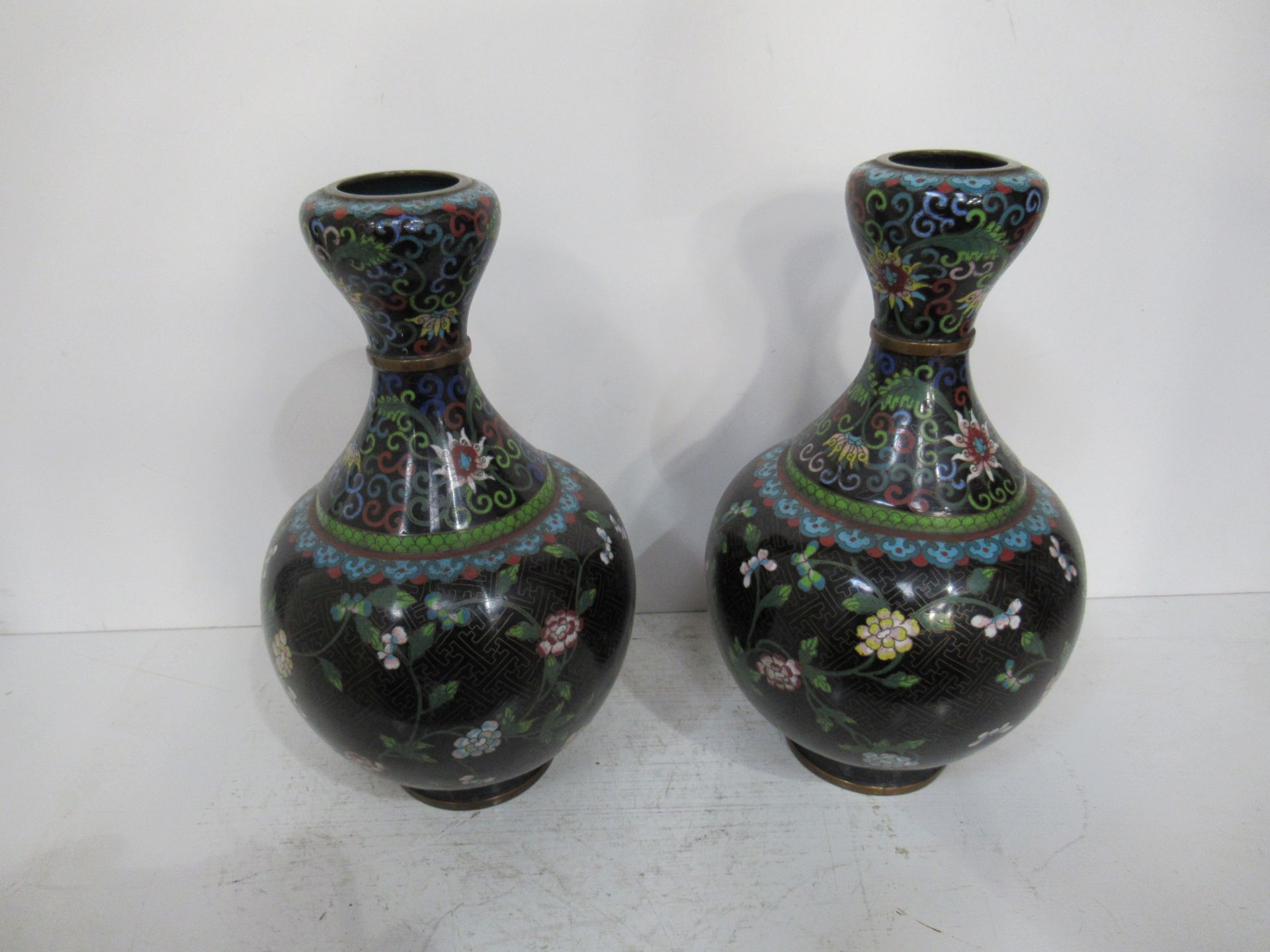 Pair of Cloissone Vases (26cm) - Image 2 of 6