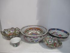 6 x Oriental Painted Bowls (largest diameter 27cm, smallest 9cm)