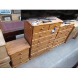 3 Piece Honey Pine Bedroom Set to Include 2 x Chest of Drawers and a Bedside Cabinet