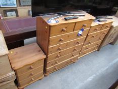 3 Piece Honey Pine Bedroom Set to Include 2 x Chest of Drawers and a Bedside Cabinet