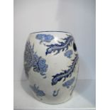 A Blue and White Porcelain Stool (39cm x 34cm)
