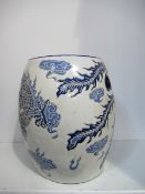 A Blue and White Porcelain Stool (39cm x 34cm)