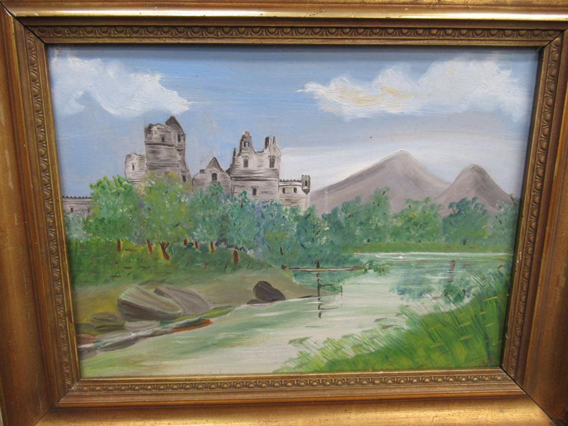 Three Oil on Boards (2x Coastal, 1 x Castle) Signed A.W (largest 22cm x 30cm) - Image 2 of 8