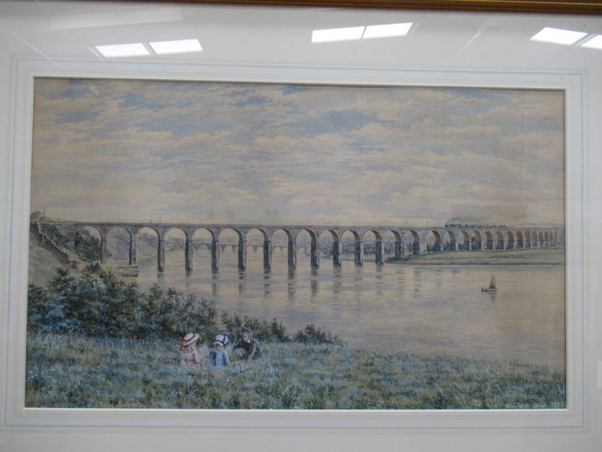 Water Colour Heightened with White 'The Railway Bridge, Berwick upon Tweed' signed and dated by Fran - Image 2 of 3