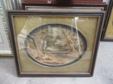 2 x Small Oval Print of Scenes by Water in Frames (largest 17cm x 14cm)