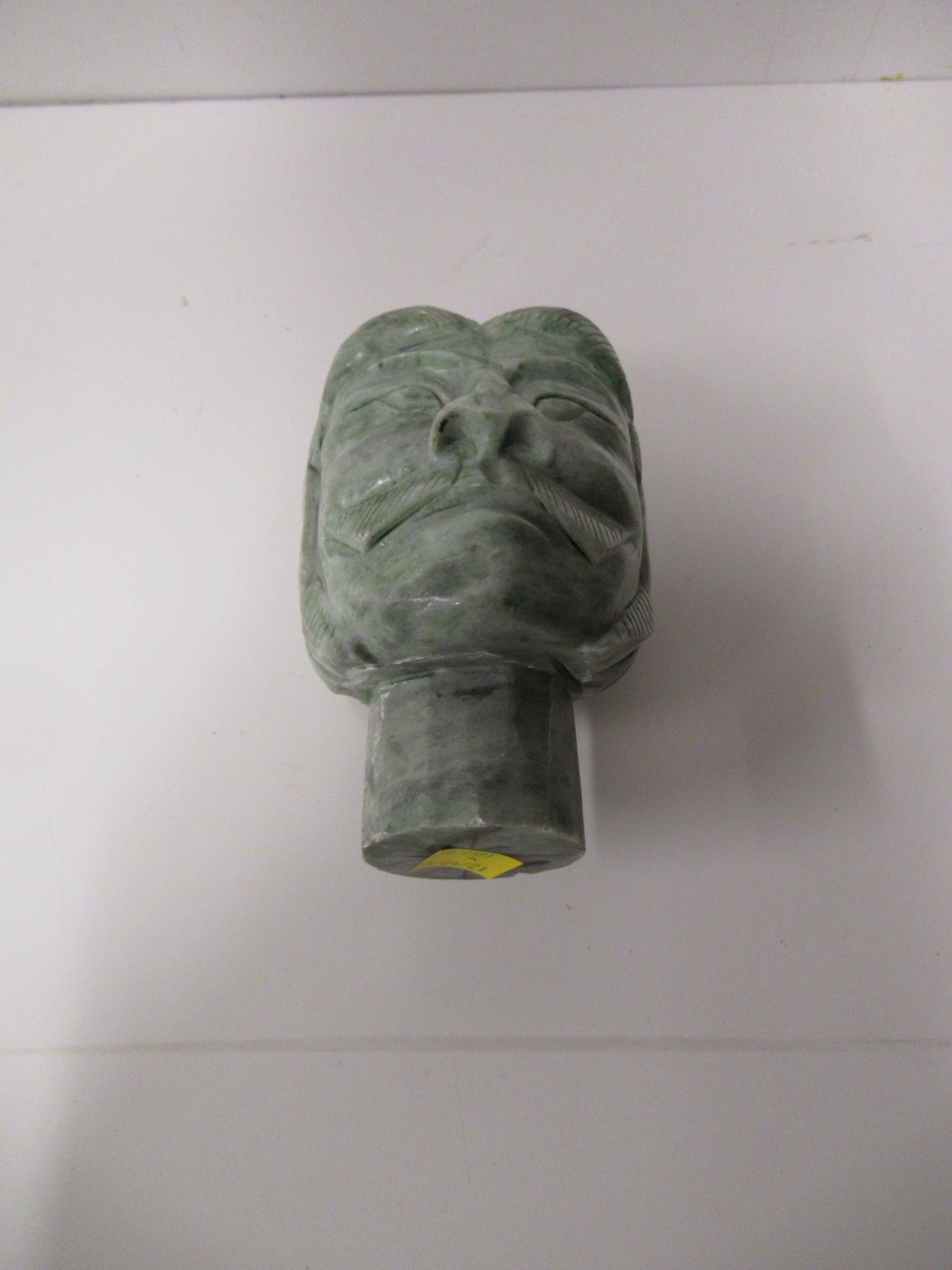 A Large, Heavy 'Jade Green' Stone figure of a Chinese Warrior (75cm tall) Approx.37Kg - Image 8 of 8