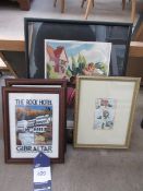 Dunlop Advert, Rock Hotel Memorabilia and 'Love, Luck, Lucre' Advert (all Framed) (largest 34cm x 24