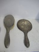 Silver Plated Hand Mirror and Brush