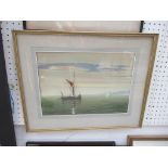 Water Colour of Boats on Water Signed Graham Waters in Frame (34cm x 24cm)