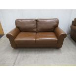 Heart of House Salisbury 2 seater leather sofa bed, colour Tan