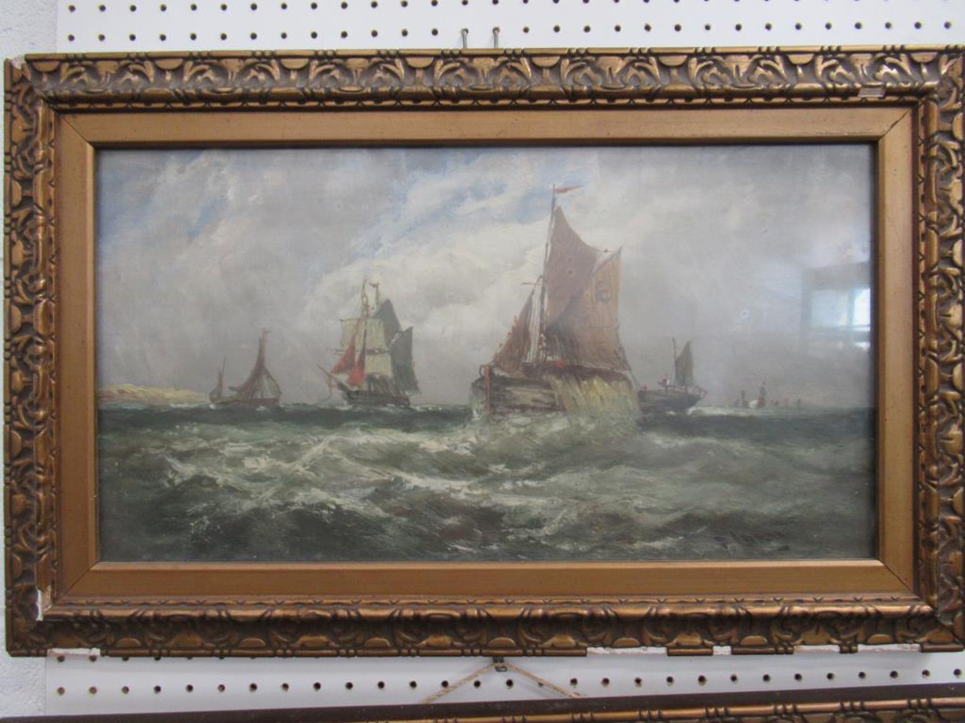 A Pair of Marine Oil Paintings signed F. Lange in Frames behind Glass (both 24cm x 54.5cm) - Image 2 of 5