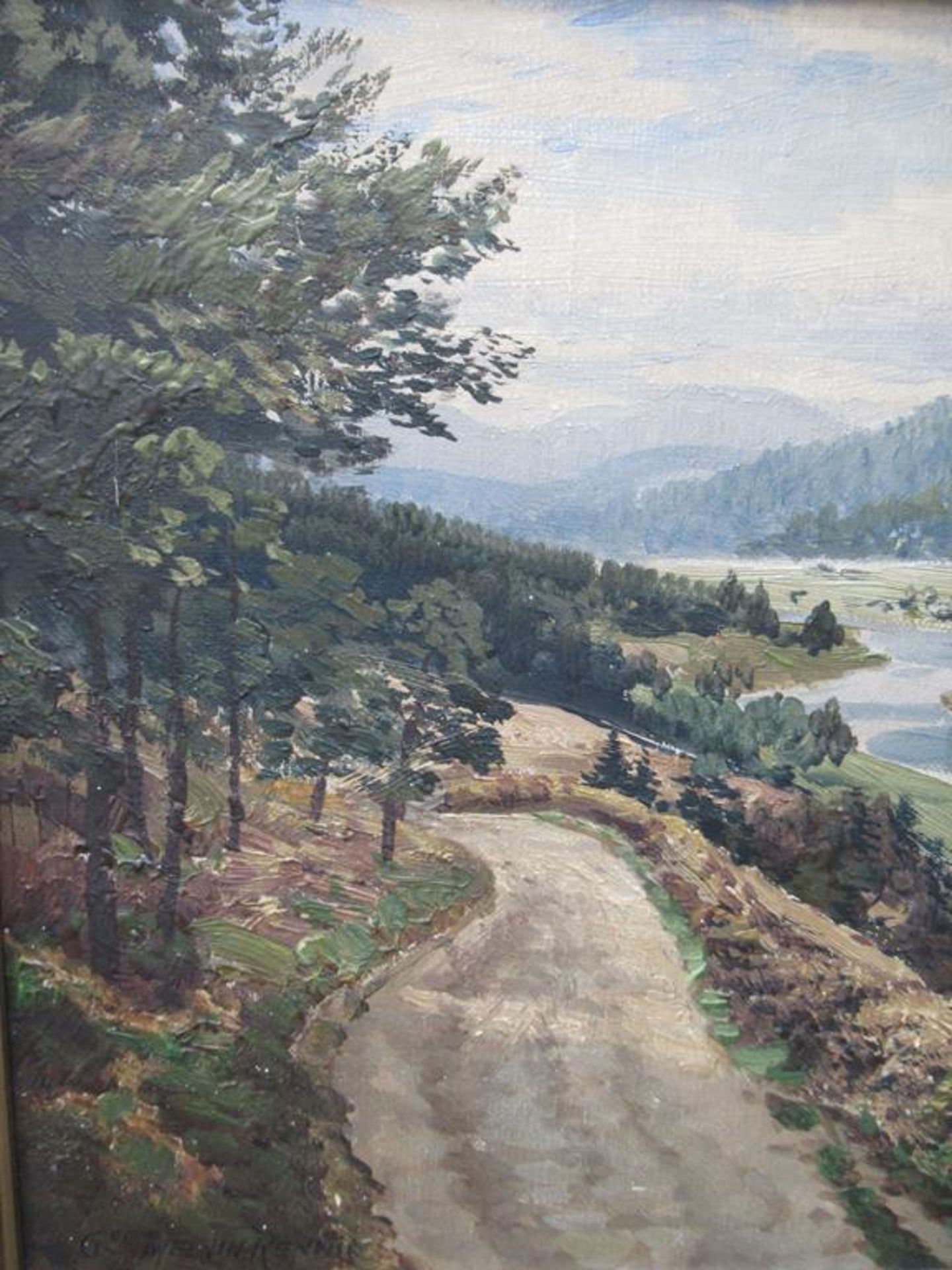 Oil On Canvas of 'Valley of Dee' by George Melville Rennie in Frame (1874-1952)(35cm x 25cm) - Image 3 of 5