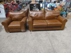 Heart of House Salisbury 2 seater leather sofa bed, colour Tan and Heart of House Salisbury leather