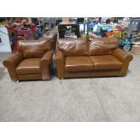 Heart of House Salisbury 2 seater leather sofa bed, colour Tan and Heart of House Salisbury leather