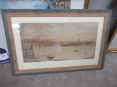 Water Colour of Berwick-Upon-Tweed signed W. Shortreed (largest 27cm x 50cm)