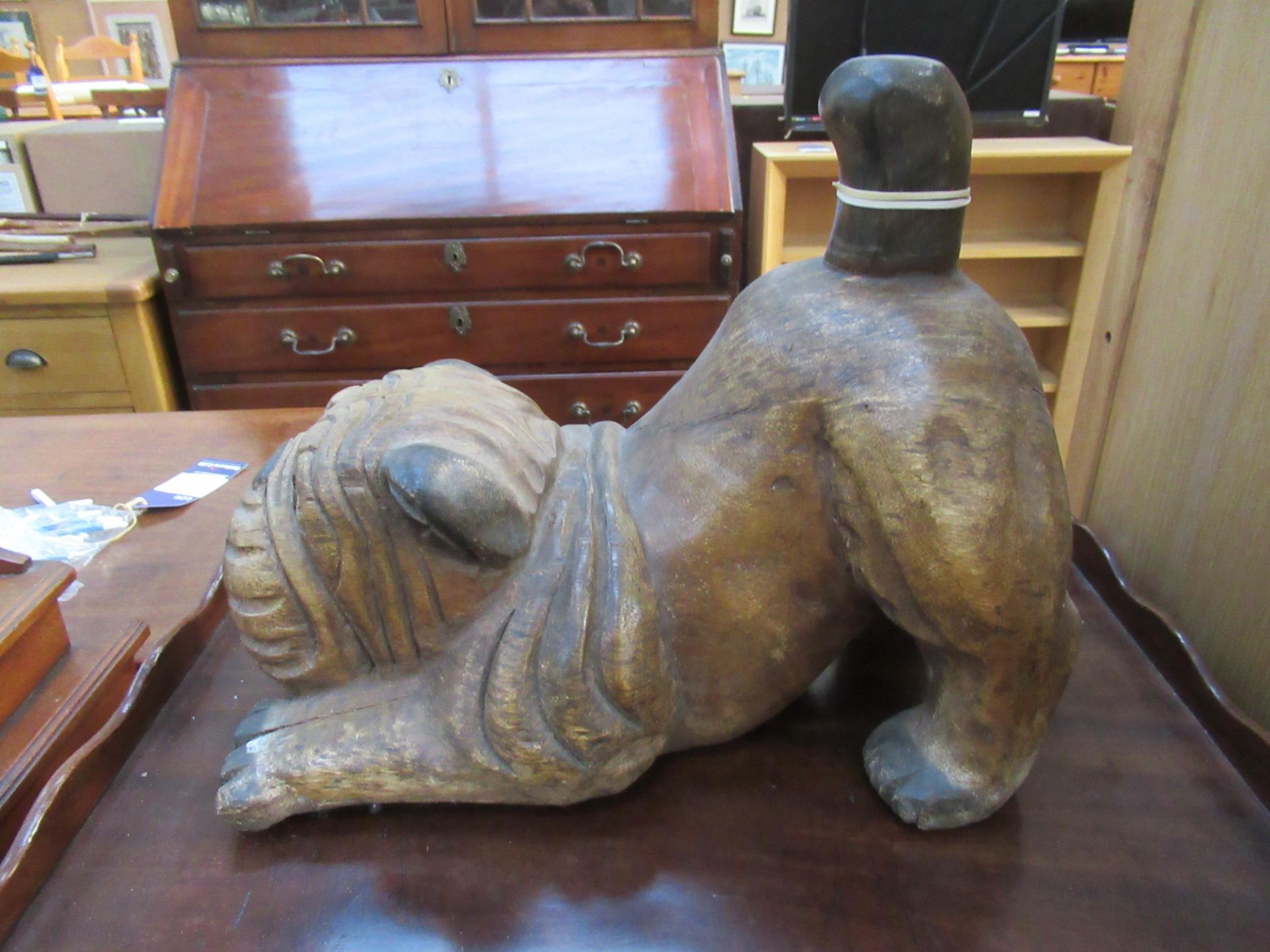 Wooden Figure of Stretching Bulldog (40cm x 32cm) - Image 2 of 4