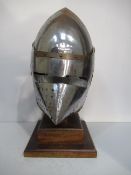 Medieval French Visored Reproduction Helmet with Stand