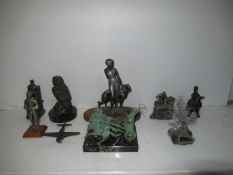 Assorted Metal Figurines including Pewter and Bronze Figures (largest 15cm x 20cm)