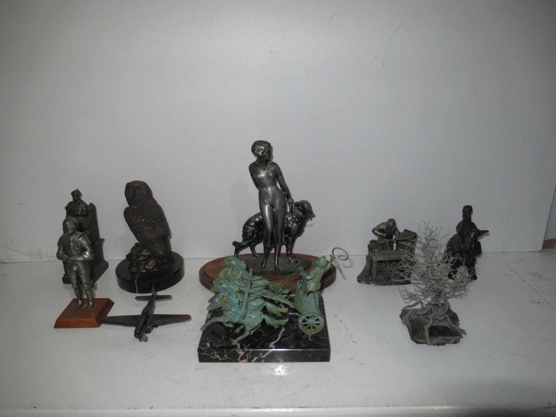 Assorted Metal Figurines including Pewter and Bronze Figures (largest 15cm x 20cm)